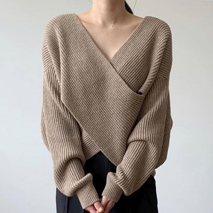 BLANCHE | CHIC CROSS-WRAP KNIT SWEATER