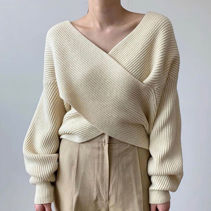 BLANCHE | CHIC CROSS-WRAP KNIT SWEATER