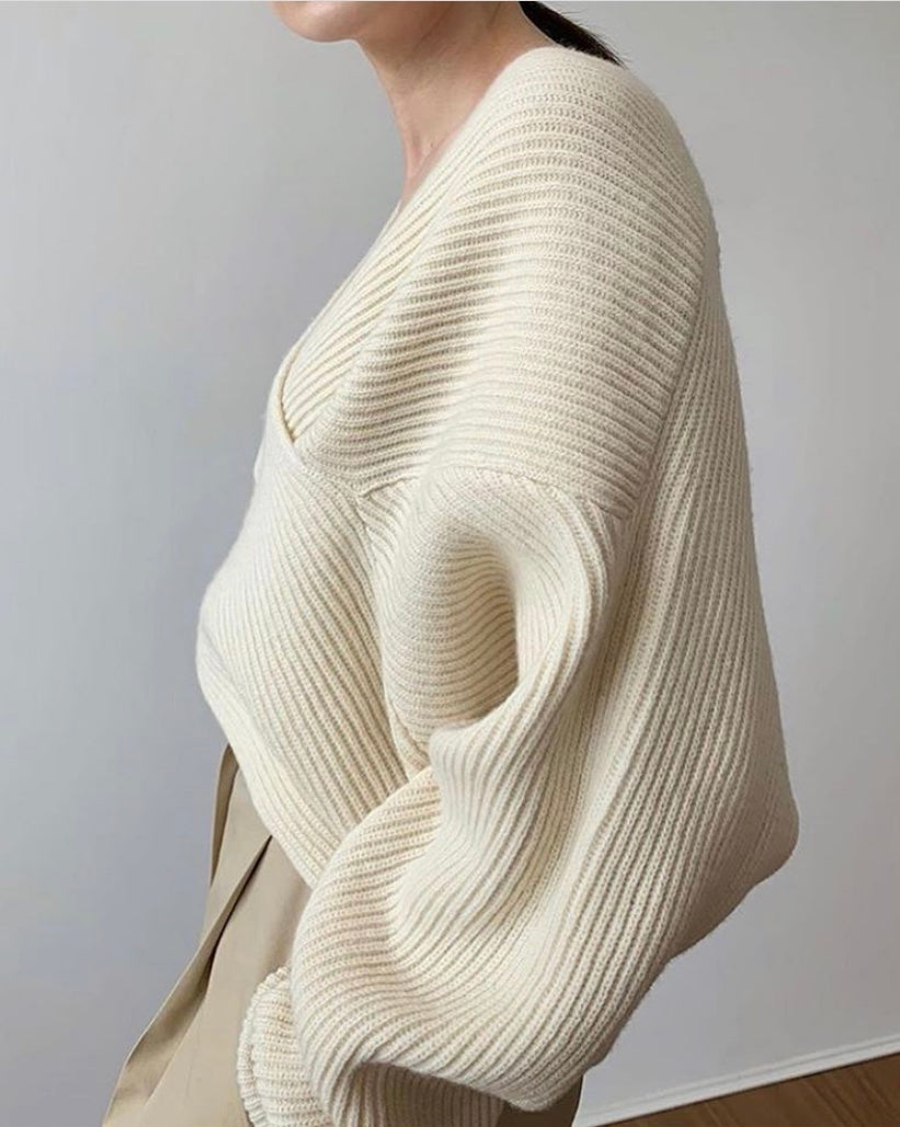 BLANCHE | CHIC CROSS-WRAP KNIT SWEATER