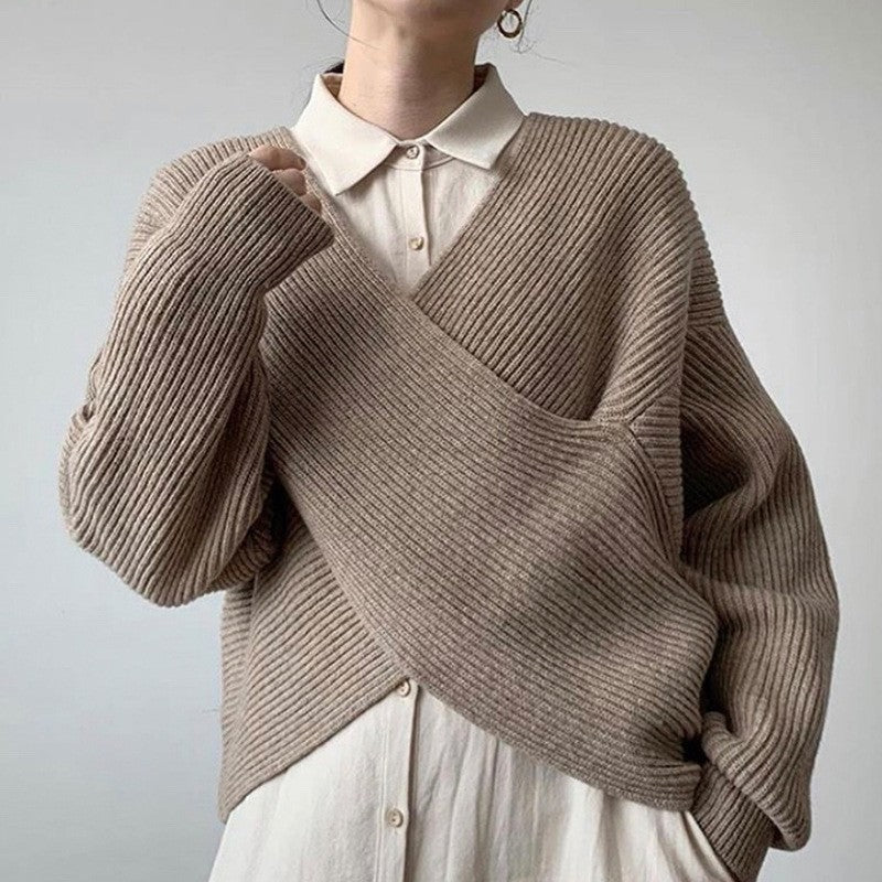 BLANCHE | CHIC CROSS-WRAP KNIT SWEATER