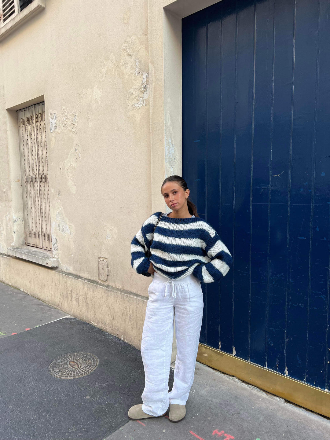 ISLA | CONTRAST STRIPPED LOOSE-FIT SWEATER