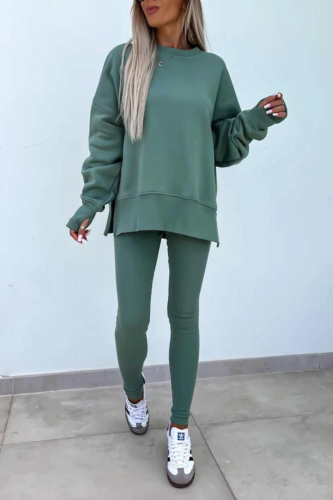 ALICE | CREW NECK SLIT SWEATSHIRT LEGGING SUITS