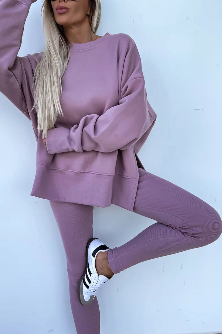 ALICE | CREW NECK SLIT SWEATSHIRT LEGGING SUITS