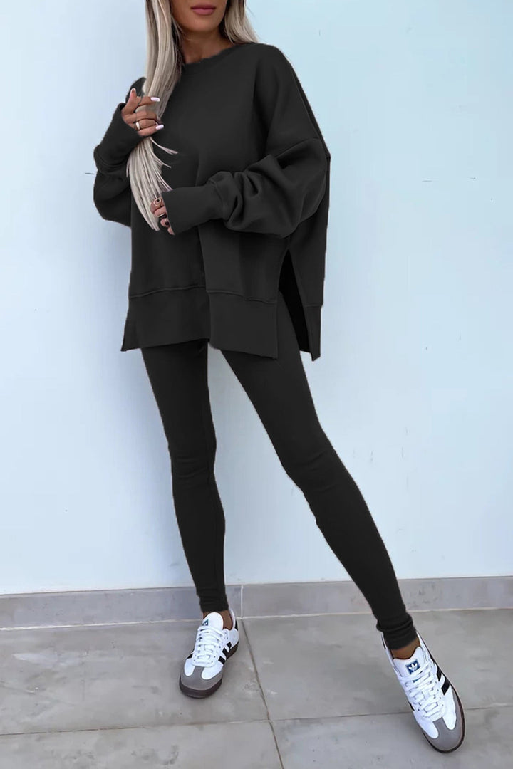 ALICE | CREW NECK SLIT SWEATSHIRT LEGGING SUITS