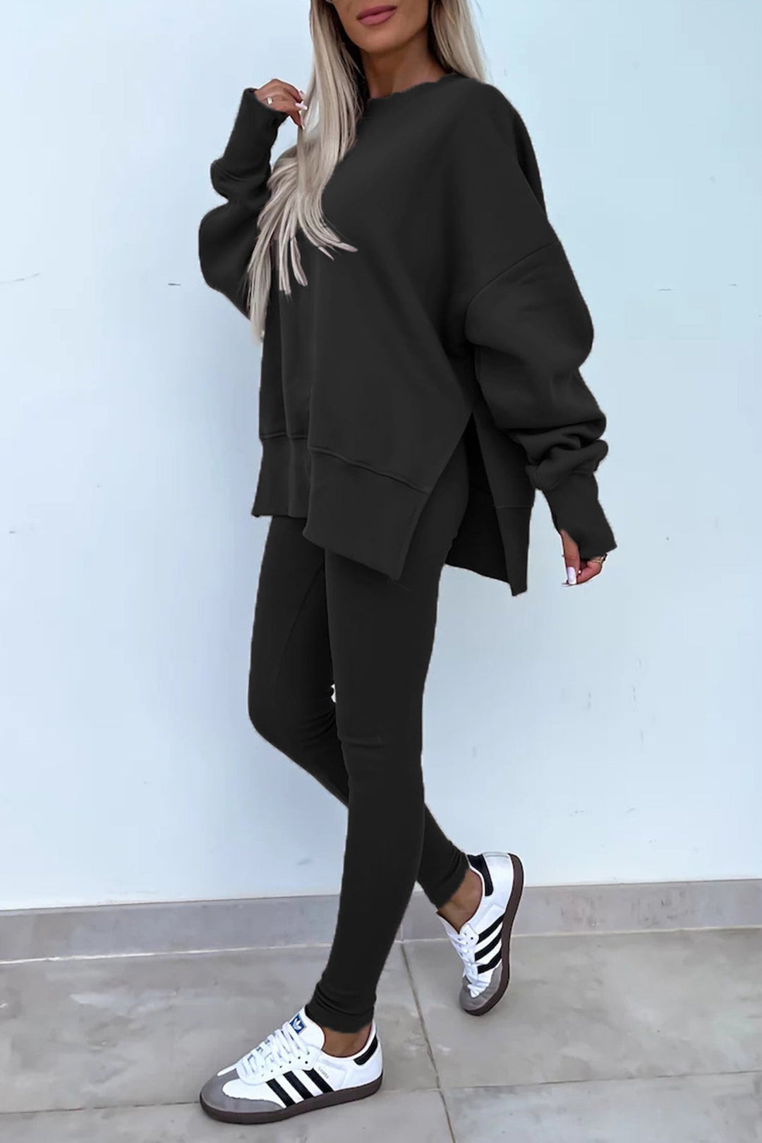 ALICE | CREW NECK SLIT SWEATSHIRT LEGGING SUITS