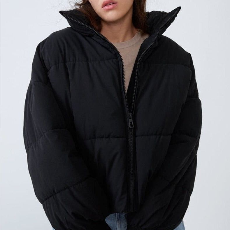 XANDRI - COLLARED PUFFER ZIPPER JACKET