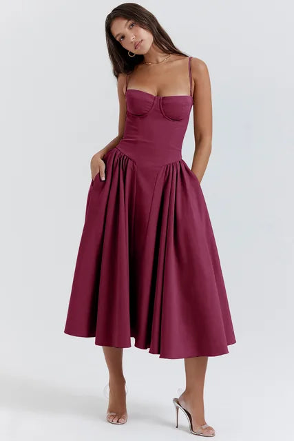 GINA DRESS- PLUM RED