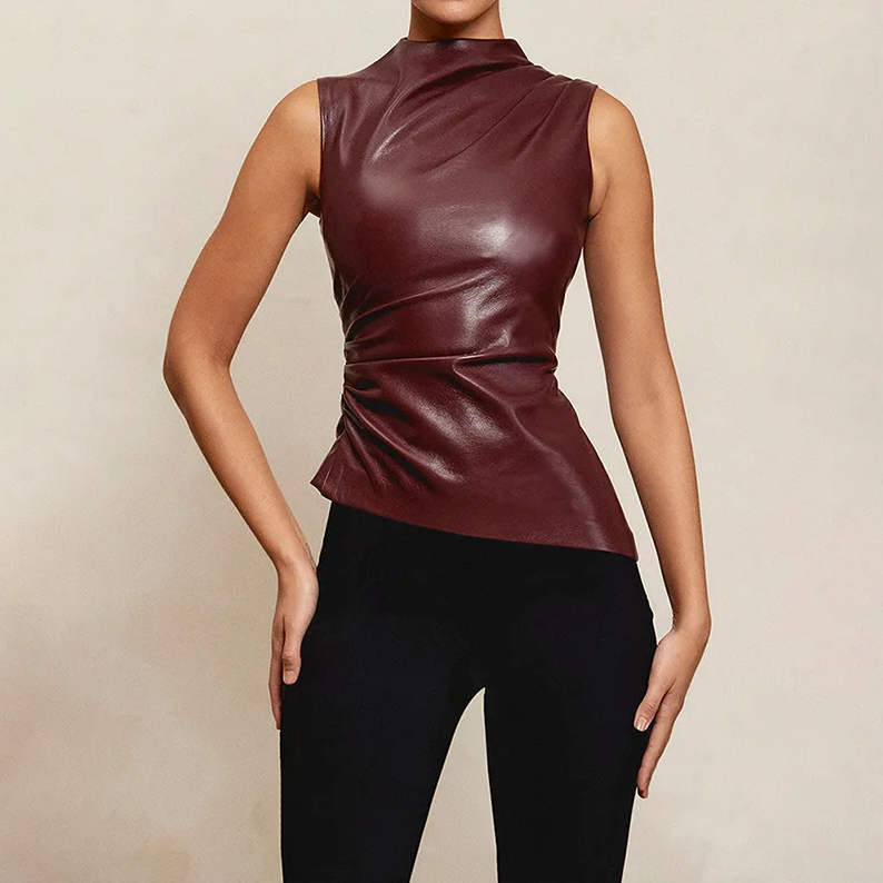 SERNA | FAUX LEATHER TOP