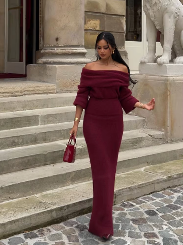 AMELIE | CLASSY BURGUNDY DRESS