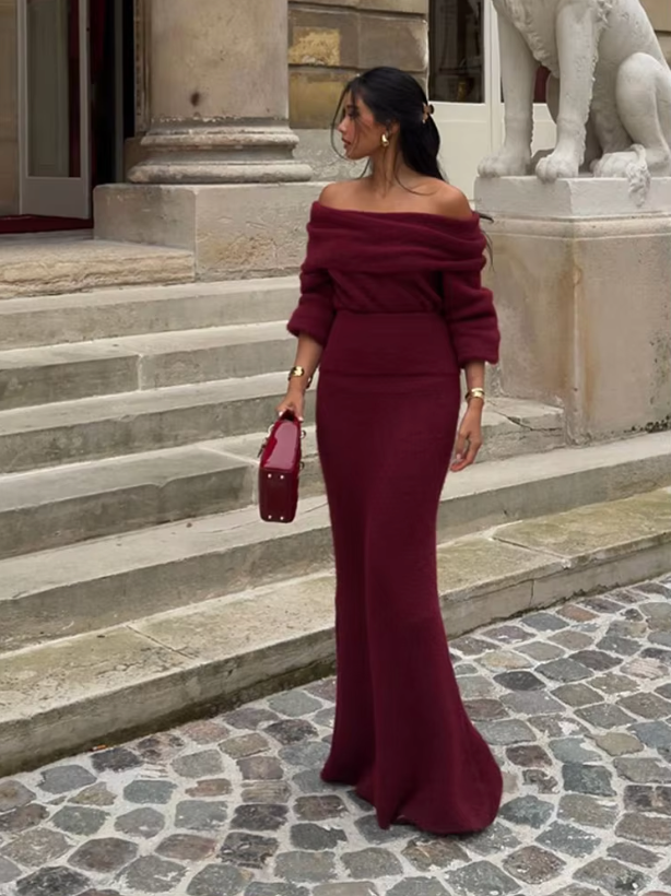 AMELIE | CLASSY BURGUNDY DRESS