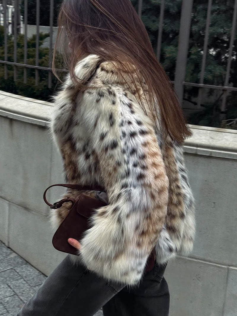 SERITH | LEOPARD PRINT FUR JACKET