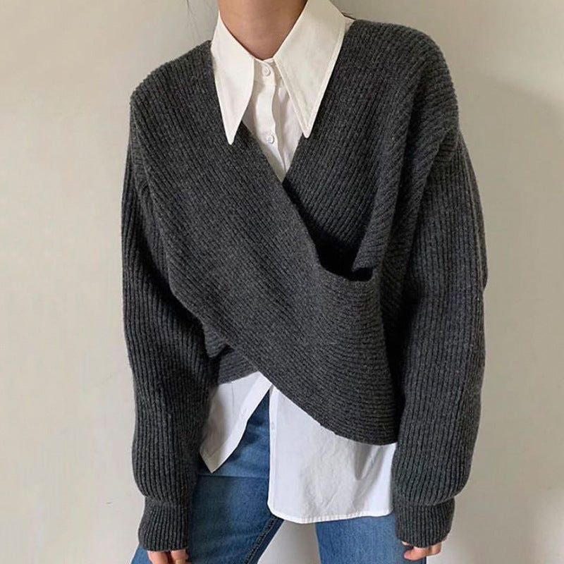 BLANCHE | CHIC CROSS-WRAP KNIT SWEATER