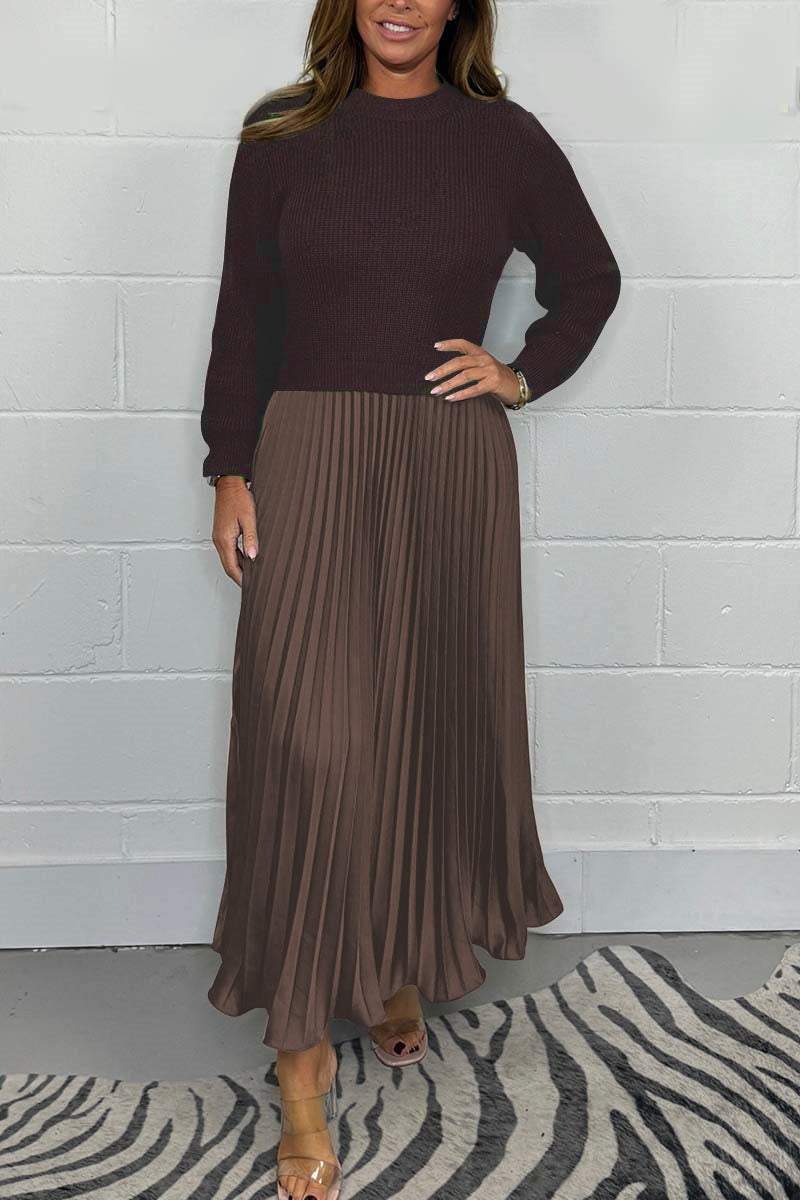 EMILIA SET | LONG SWEATER WITH PLEATED SKIRT