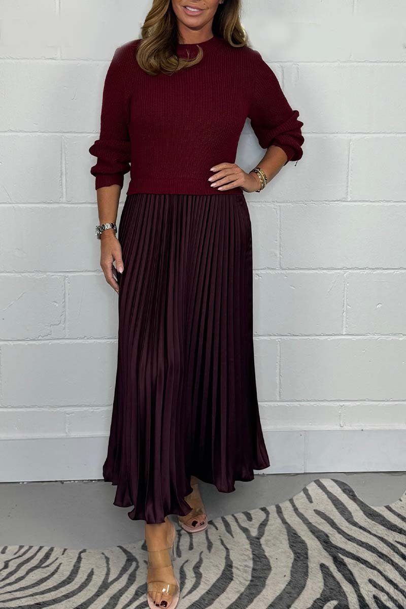 EMILIA SET | LONG SWEATER WITH PLEATED SKIRT